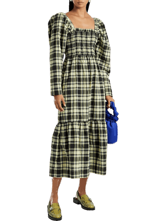 Size 10 | Ganni Seersucker Check Maxi Dress