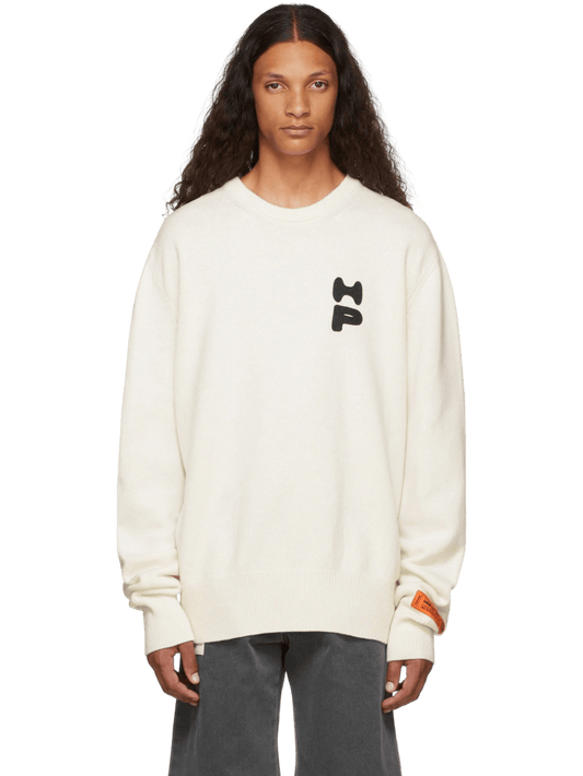 Size L | Heron Preston White Light Knit Jumper